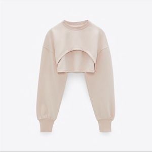 Zara Arm Warmer Sweatshirt, Light Pink, Size Small